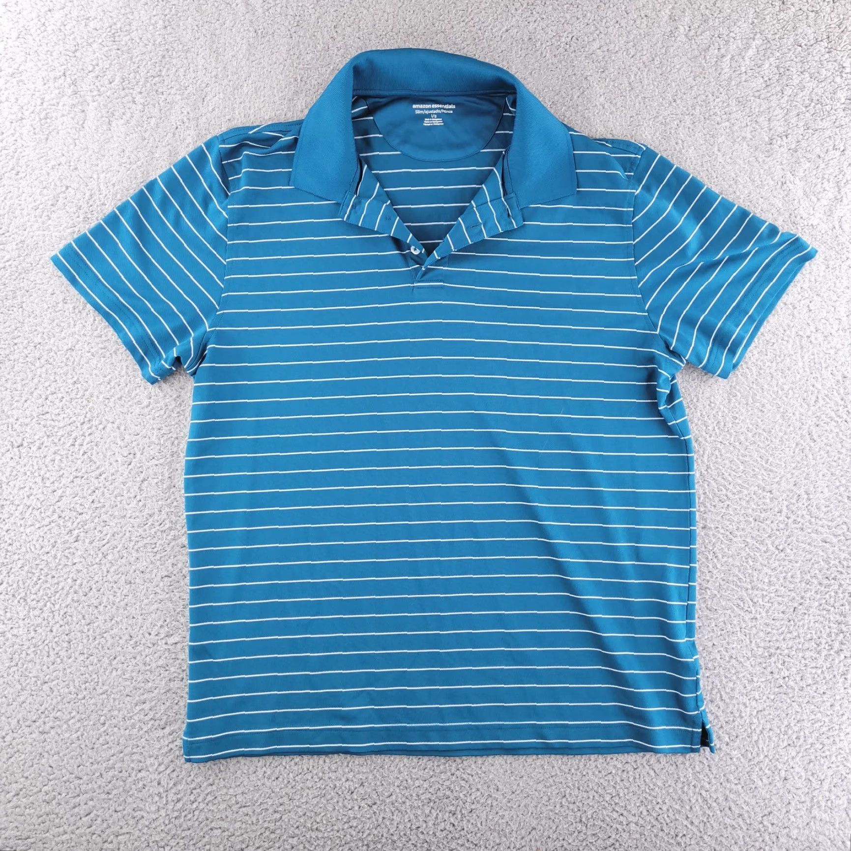 Vintage Amazon Shirt Mens Large Polo Golf Slim Fit Short Sleeve Striped Performance Size US L / EU 52-54 / 3 - 2 Thumbnail