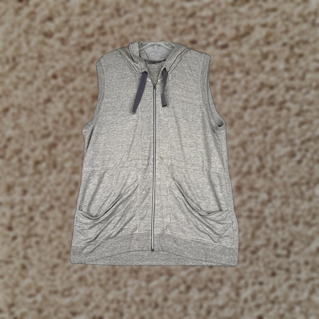 Athleta Athleta Vest Women XL Gray Lotus Hood Full Zip Knit Sweater Lightweight Pockets Size XL / US 12-14 / IT 48-50 - 1 Thumbnail