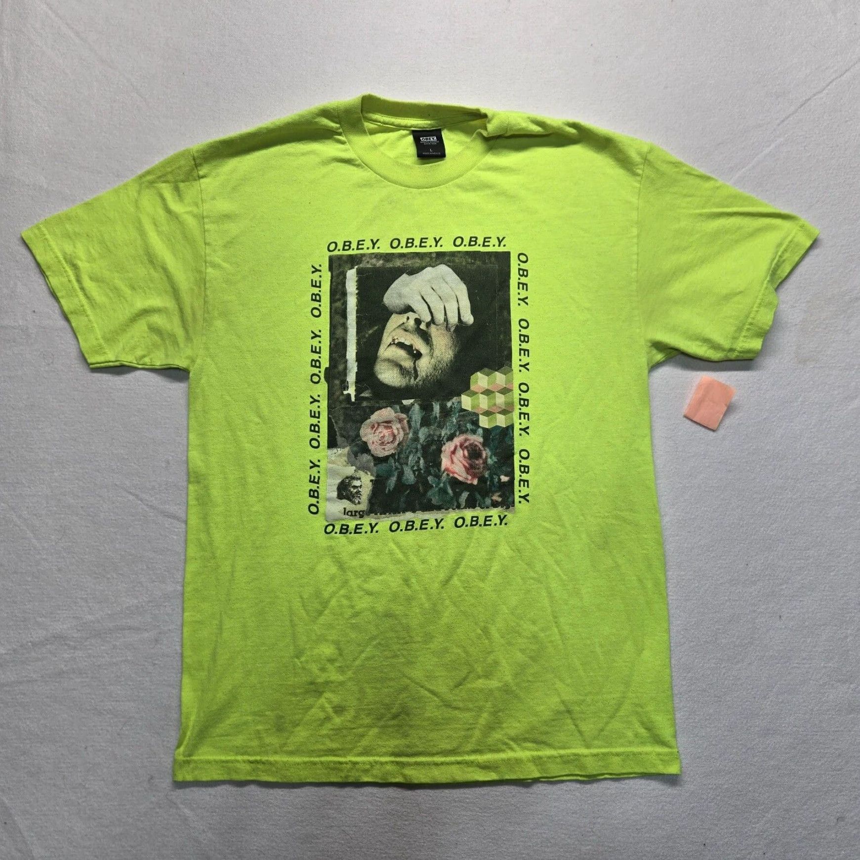 Obey OBEY Men's Yellow Graphic T-Shirt Crew Neck Short Sleeve Large Size US L / EU 52-54 / 3 - 2 Thumbnail