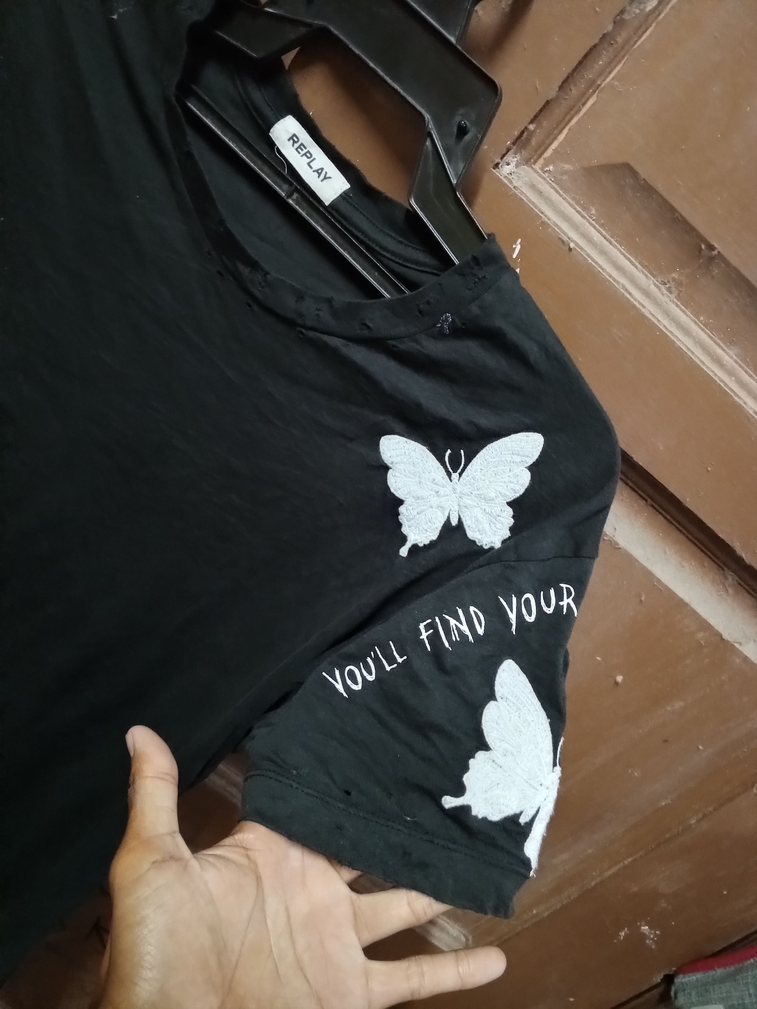 Replay Reply butterflies black tee Size S / US 4 / IT 40 - 6 Thumbnail