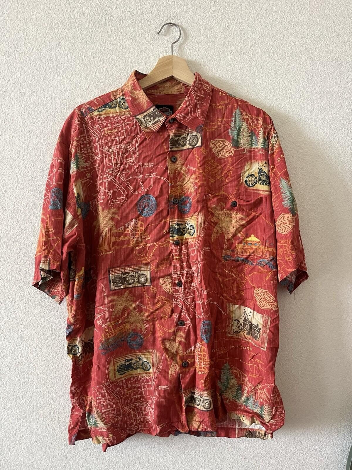 Harley Davidson VTG Harley Davidson Red Map Biker Button Up Shirt L Size US L / EU 52-54 / 3 - 1 Thumbnail
