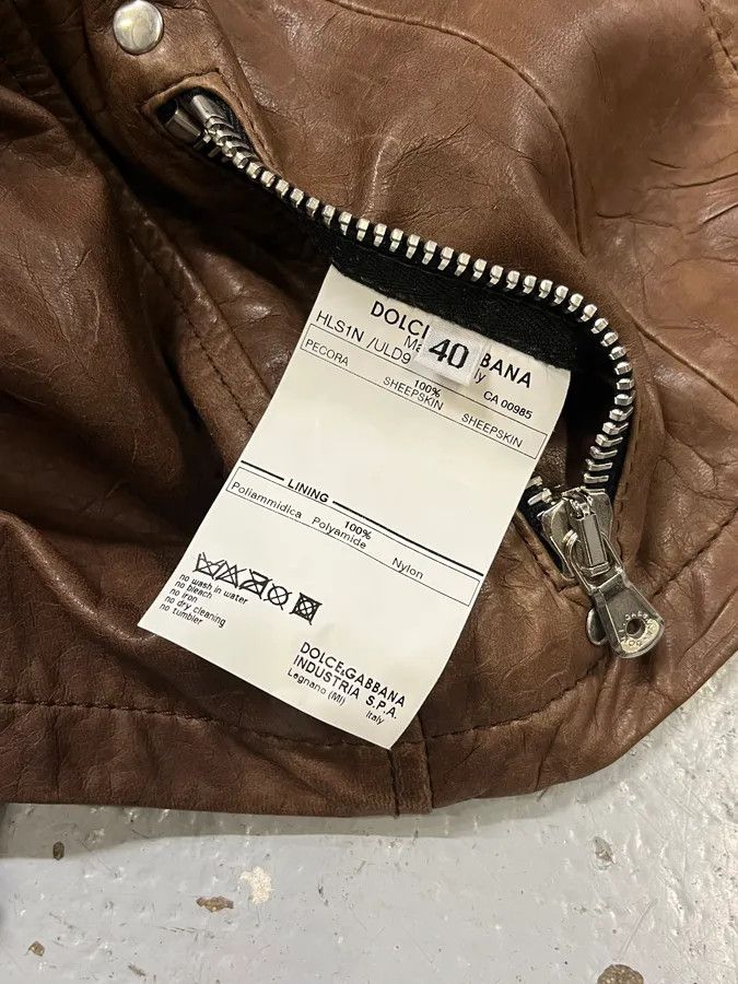 Dolce & Gabbana SS2004 Dolce & Gabbana Brown Multi-Zip Biker Leather Jacket Size US XS / EU 42 / 0 - 13 Thumbnail