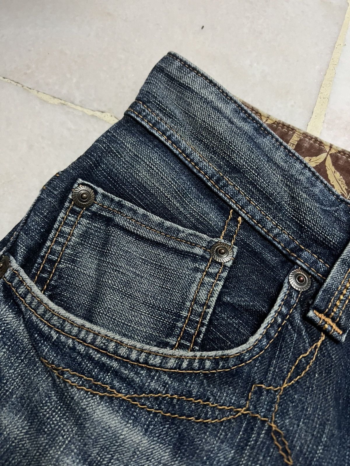 Edwin × Japanese Brand × Vintage 💥Flare💥Edwin Buffalo Head Distress Jean Size US 35 - 11 Thumbnail