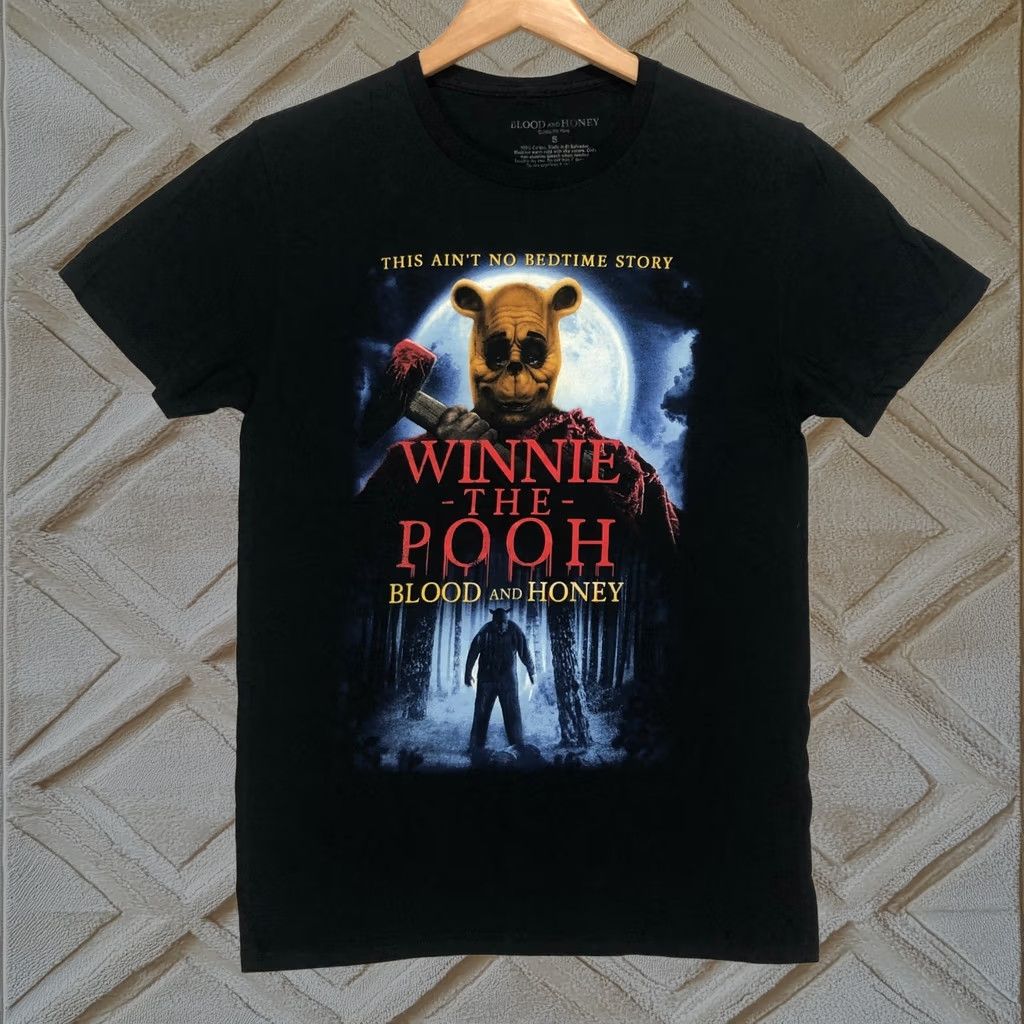 Winnie The Pooh Blood And Honey Shirt Mens Small Black Horror Movie Graphic Tee, Men's