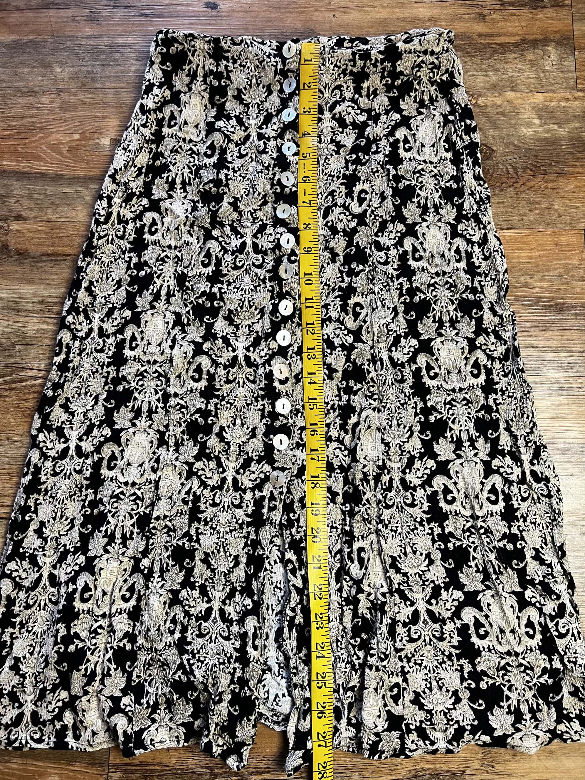Vintage Vintage 1990's Resource Paisley Button Front Midi Skirt Size 25" / US 0 / IT 36 - 12 Thumbnail
