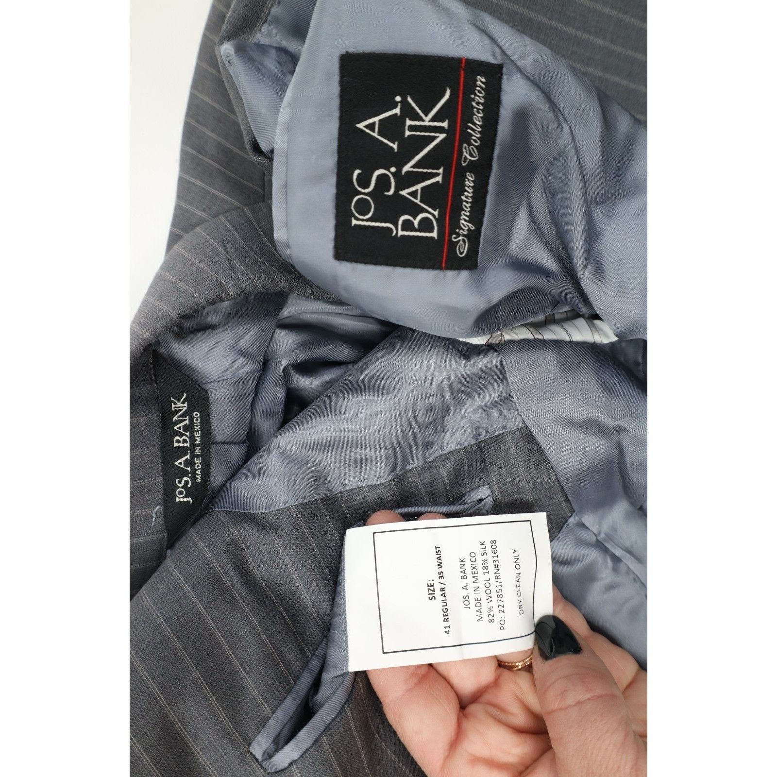 Jos. A. Bank Jos A Bank Signature 2 Piece Wool Silk Striped Suit Size 40R - 6 Thumbnail