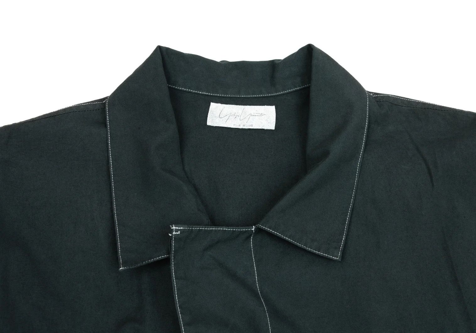 Yohji Yamamoto Yohji Yamamoto White Stitch Design Open Collar Shirt Size US M / EU 48-50 / 2 - 5 Thumbnail