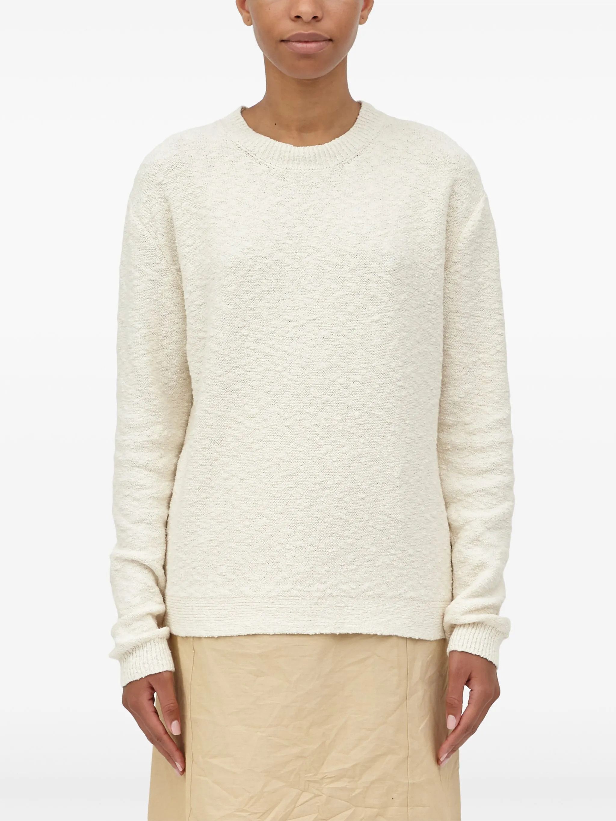 Maison Margiela oc11z0925 Nostalgic Bouclé-knit Jumper in Off White Size S / US 4 / IT 40 - 2 Thumbnail