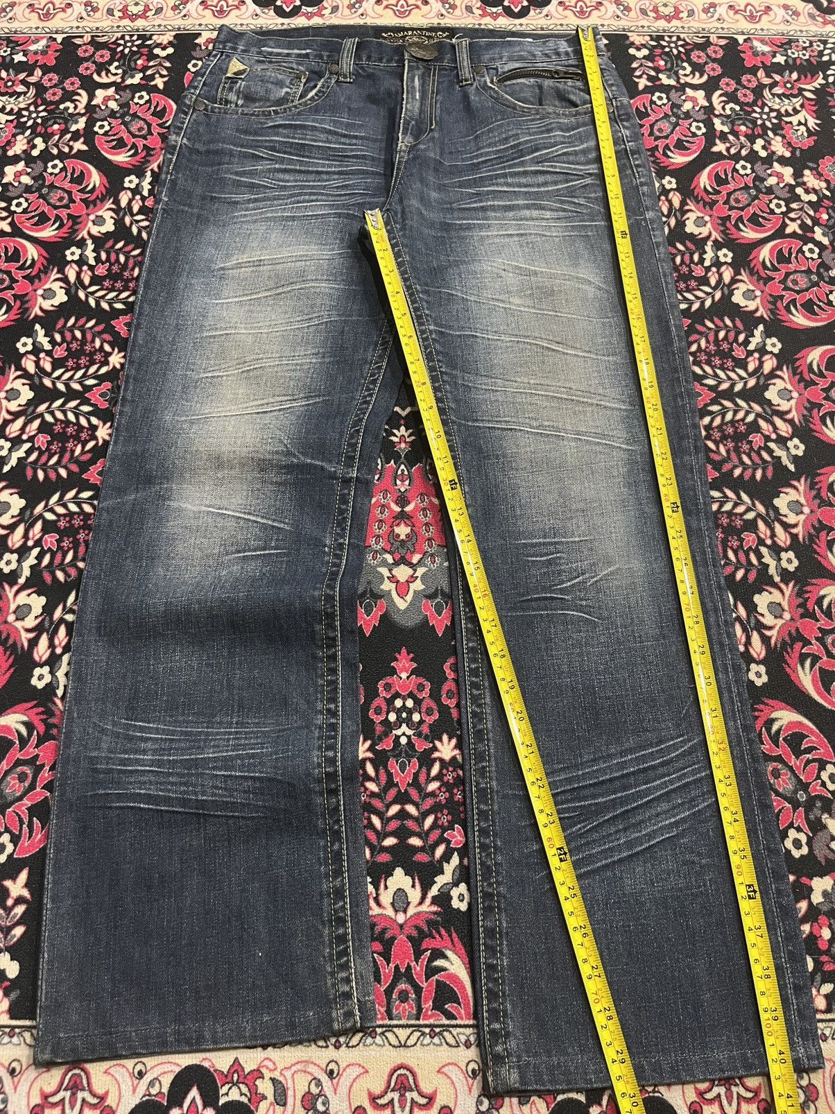 Ed Hardy Vintage Japanese Brand Amarantine Blue Washed Whisker Jeans Size US 34 / EU 50 - 13 Thumbnail