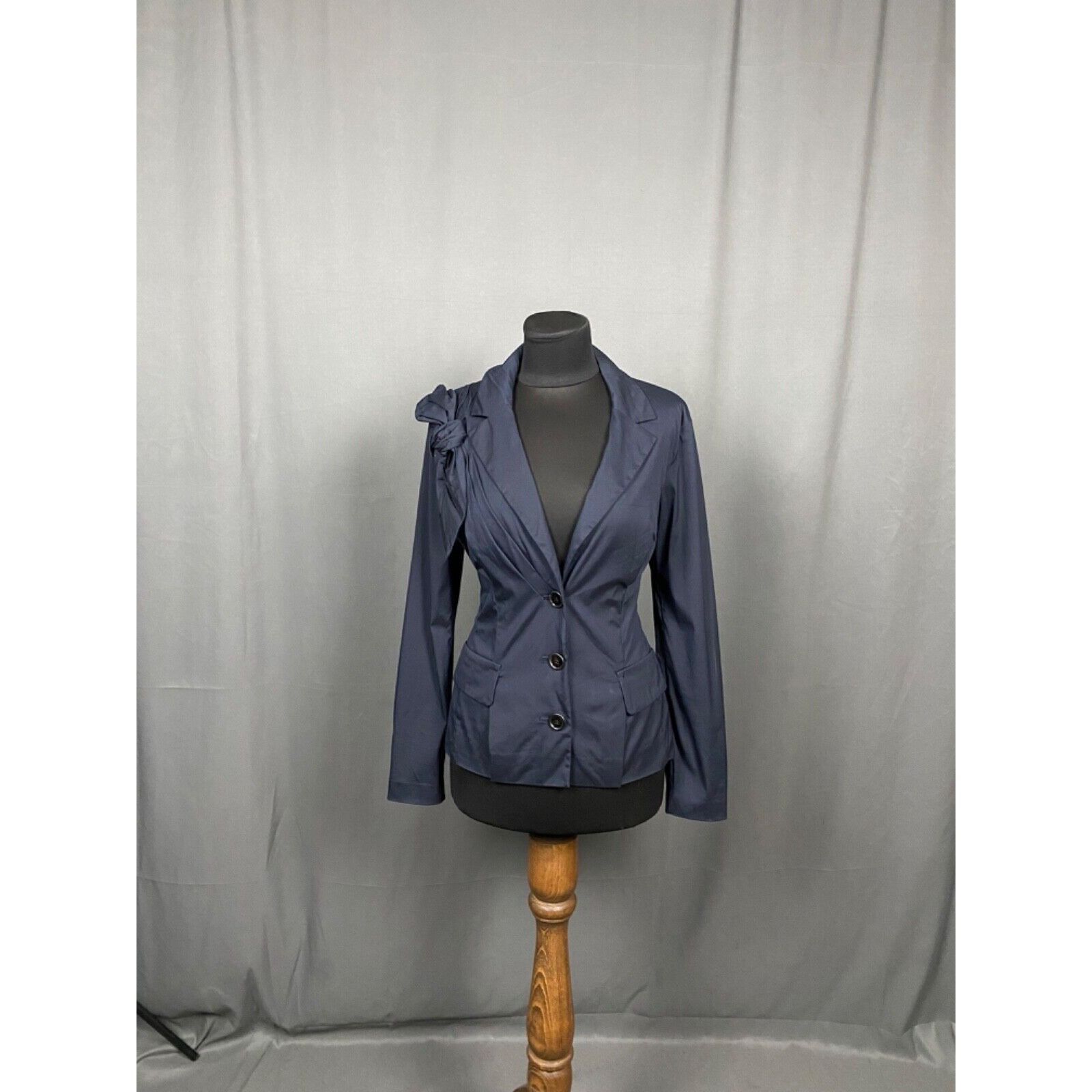 Prada Prada Women's Blue Basic Floral Shoulder Blazer Jacket Size Size M / US 6-8 / IT 42-44 - 3 Thumbnail