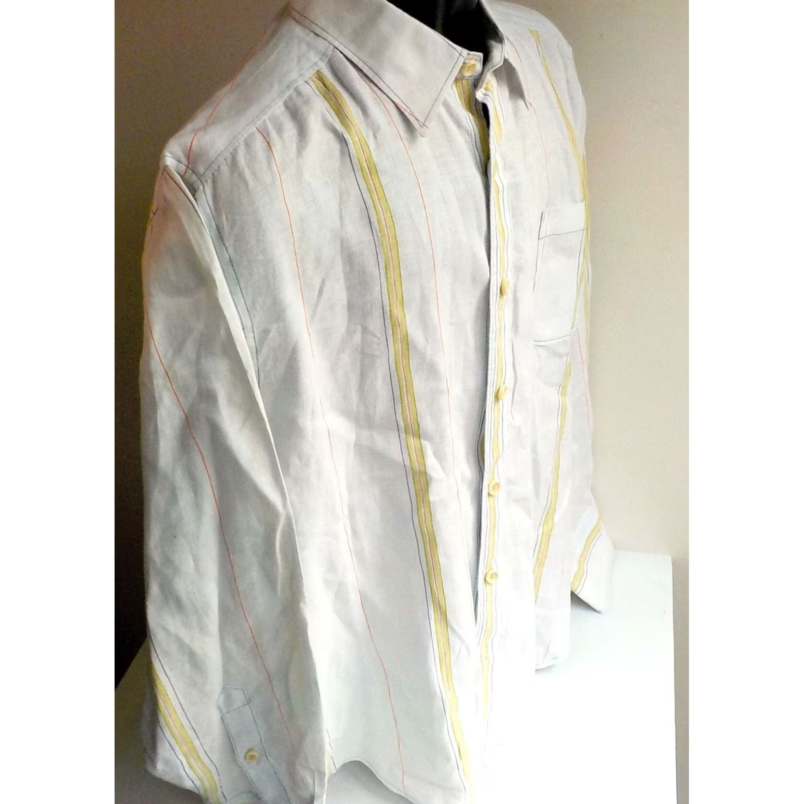 Tommy Bahama TOMMY BAHAMA RELAX Striped 100% Linen L/S Shirt White, Multicolor SZ LG Shirt Size US L / EU 52-54 / 3 - 3 Thumbnail