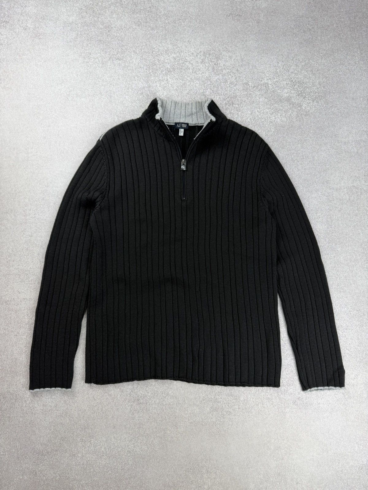 Vintage Armani Jeans 1/4 Zip Knit Sweater Size XL