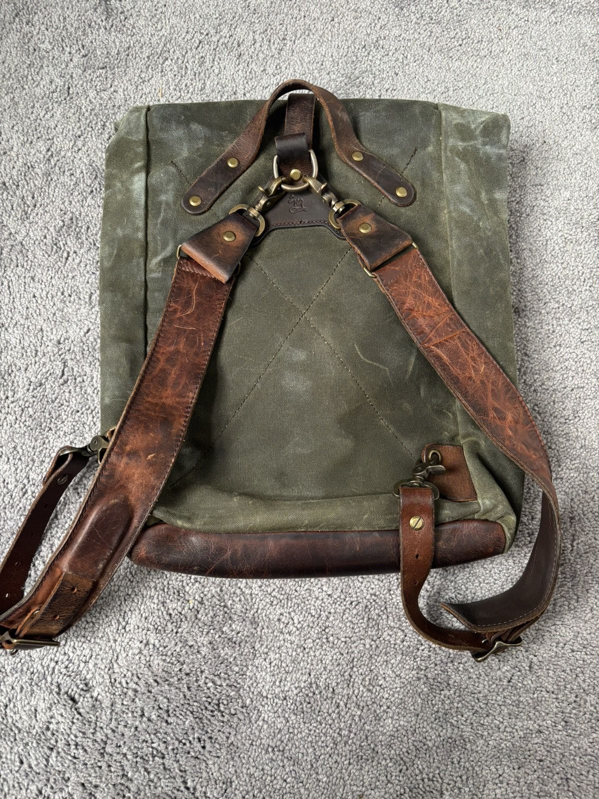 Other LM Leather Waxed Green Canvas Rucksack Size ONE SIZE - 2 Thumbnail