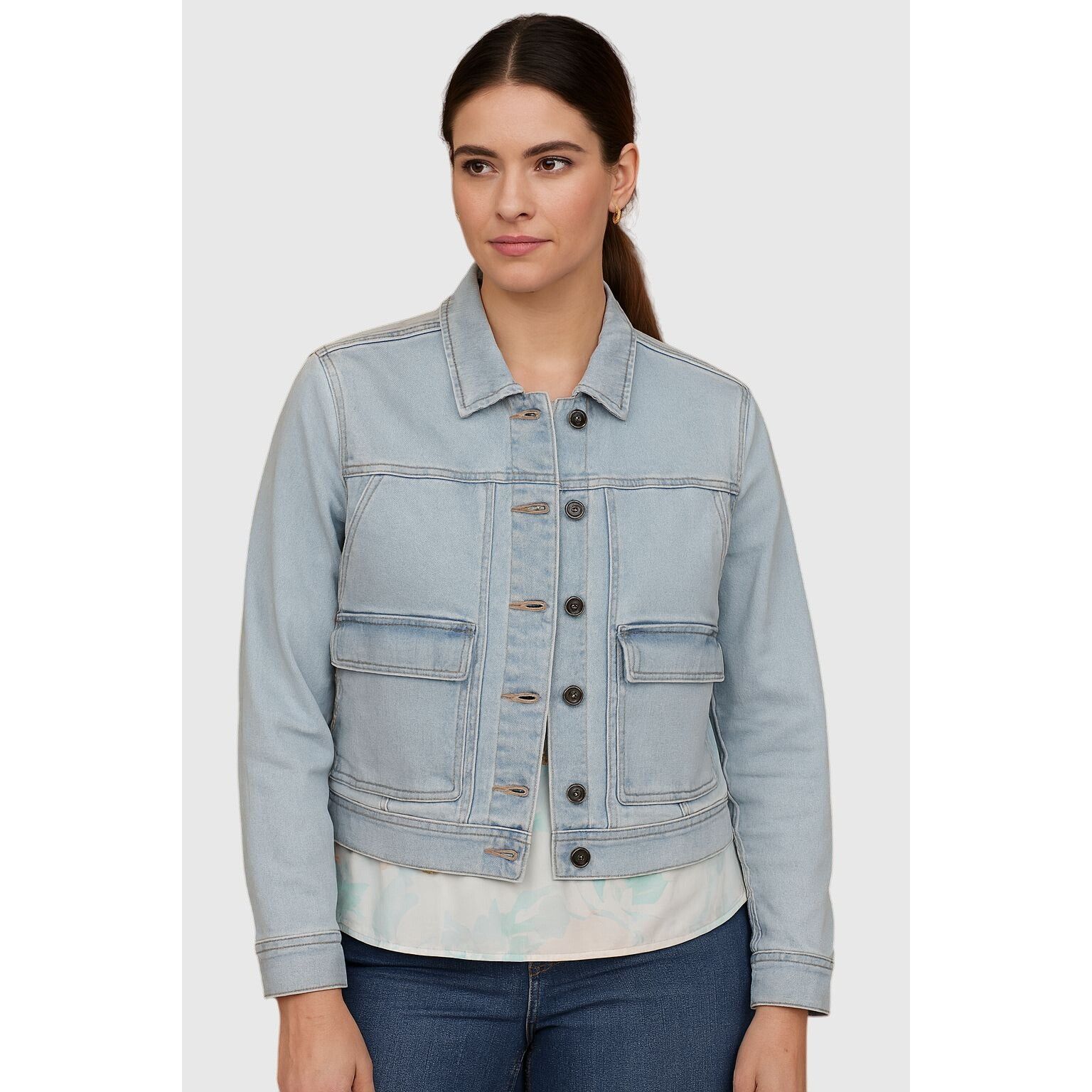 Melrose Melrose and Market Womens Light Wash Denim Jacket Classic Fi Size M / US 6-8 / IT 42-44 - 1 Thumbnail