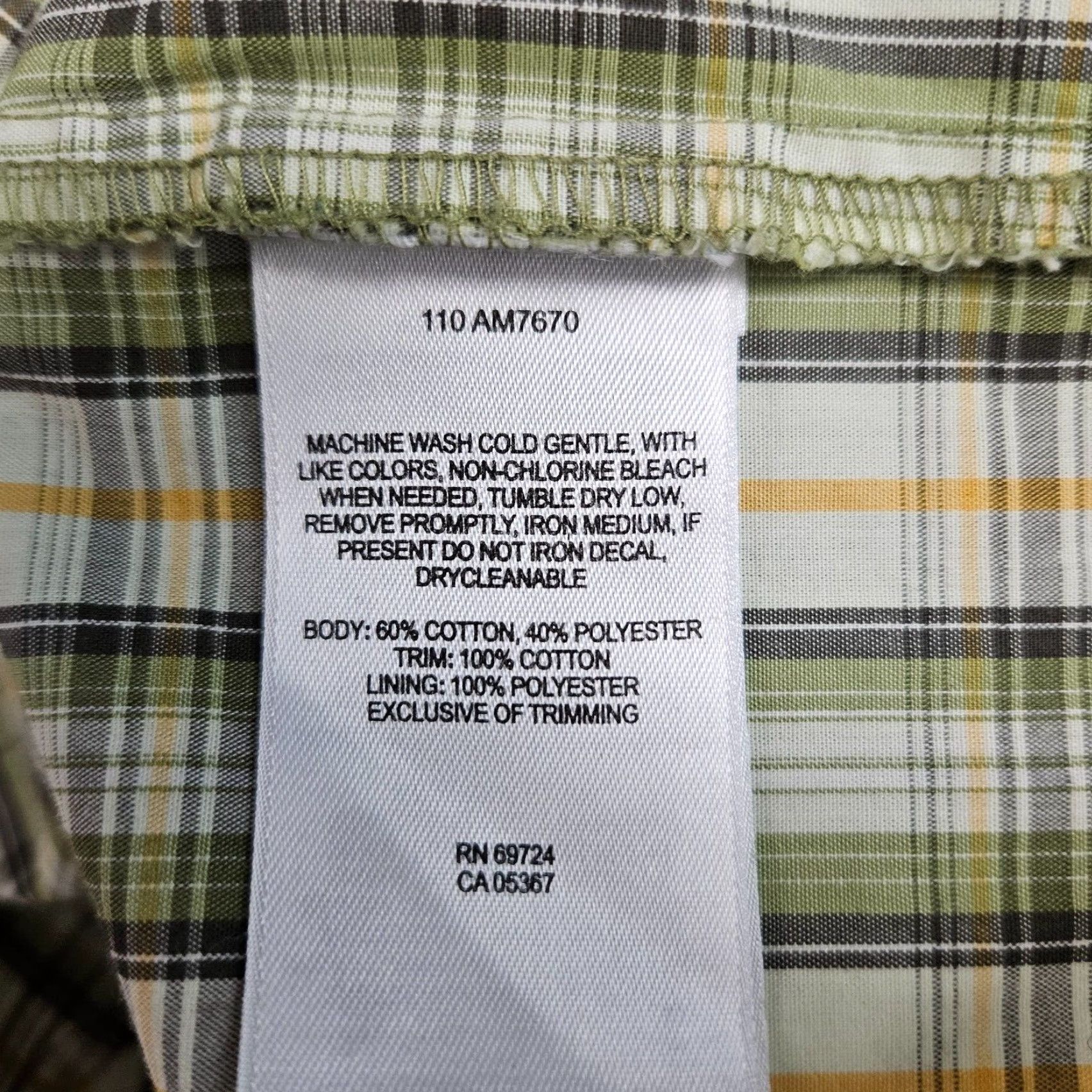 Vintage Columbia Button Front Shirt Mens Large Plaid Short Sleeve Green Yellow Vented Size US 33 - 4 Thumbnail