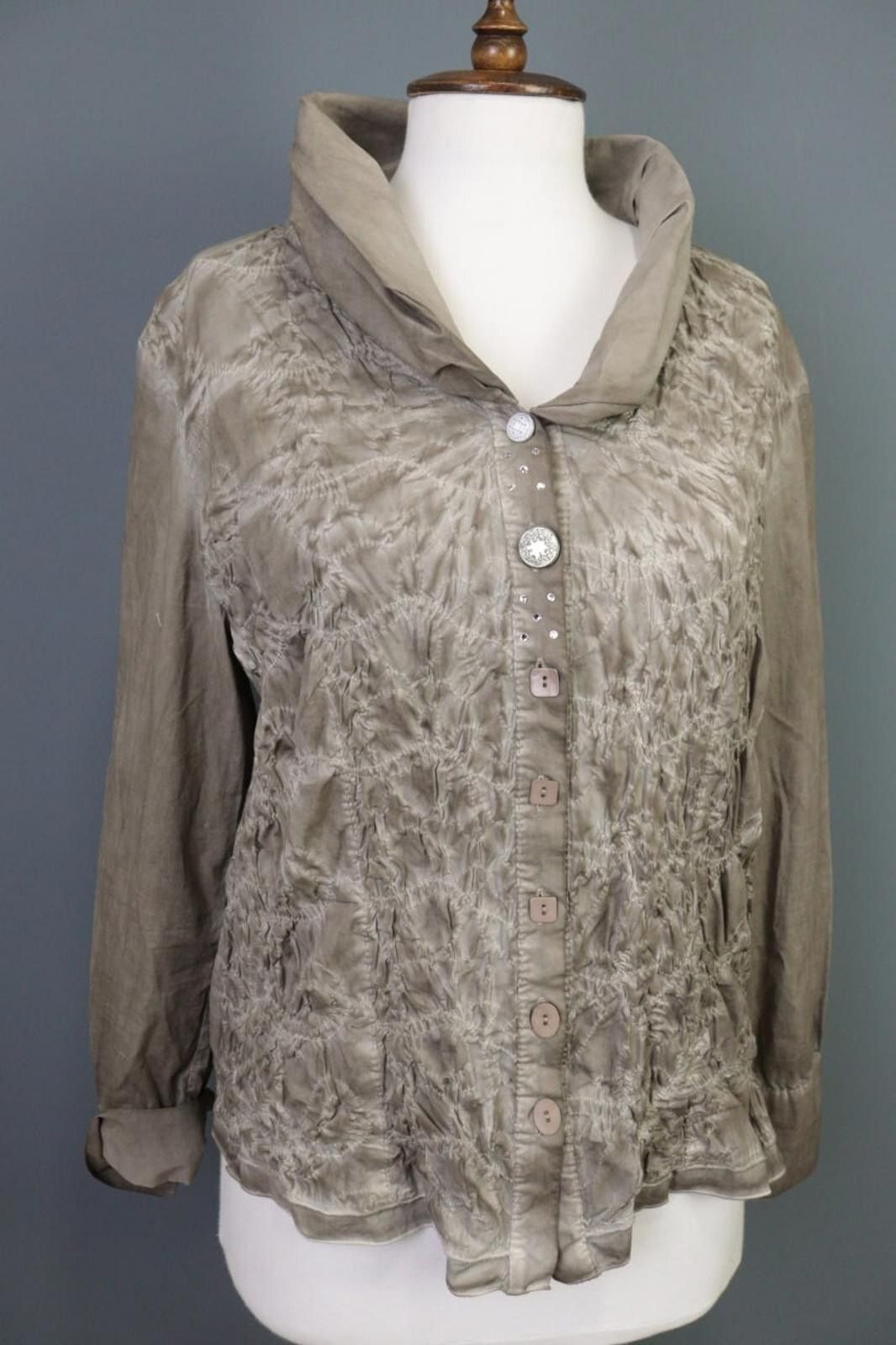 Designer Bottega Gray Designer Lagenlook Shirt Blouse Tunic Size XXL Size XL / US 12-14 / IT 48-50 - 7 Thumbnail
