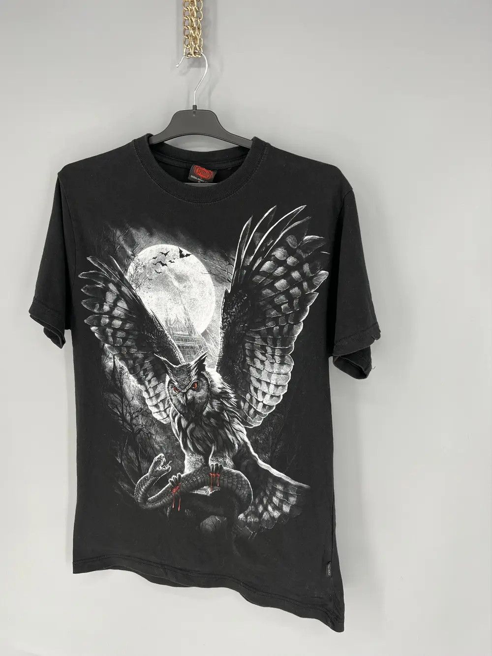 Vintage Vintage Y2K Bloody Owl T-shirt Spiral Tee Black Vintage Rock Size US L / EU 52-54 / 3 - 3 Thumbnail