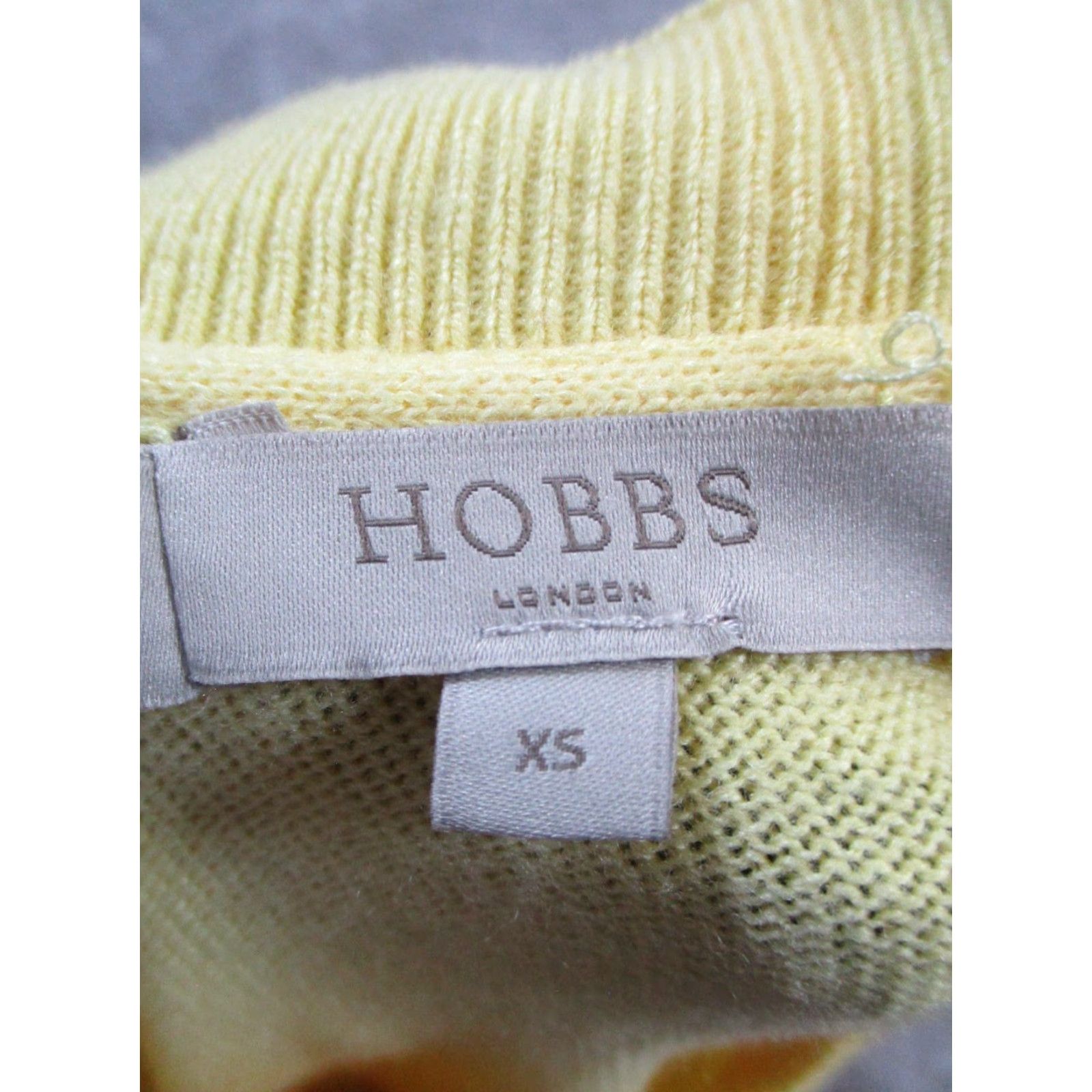 Vintage Hobbs Womens XS Yellow Merino Wool Blend Knit Crew Neck Pullover Sweater - Casual, Long Sleeve, Solid Knit Size XS / US 0-2 / IT 36-38 - 3 Thumbnail