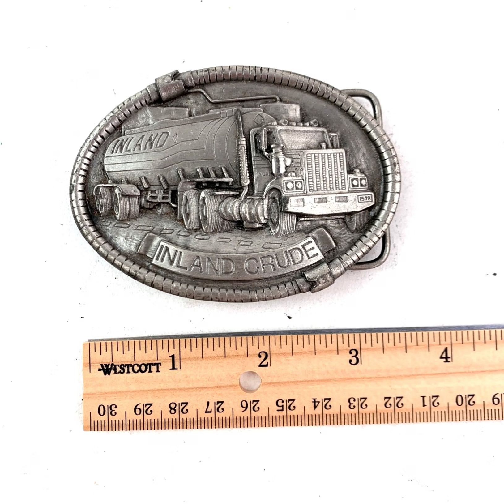 Vintage VINTAGE Inland Crude Tanker Truck Belt Buckle Antique Silver Limited Edition 363/1000 Men Belt Buckle Silver Vintage Trucking 90s Men Size ONE SIZE - 4 Thumbnail