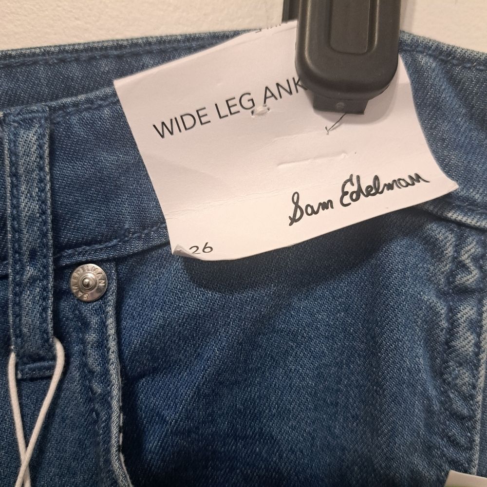 Sam Edelman Sam Edelman High Rise Cuffed Boho Wide Leg Denim Jeans Mysti Size 26" / US 2 / IT 38 - 6 Thumbnail