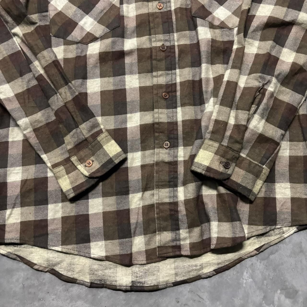 Japanese Brand × Vintage Crazy Vintage Y2K/2000s Grunge Brown Checkered Skater Style Fall Essential Flannel Shirt! Size US L / EU 52-54 / 3 - 3 Thumbnail