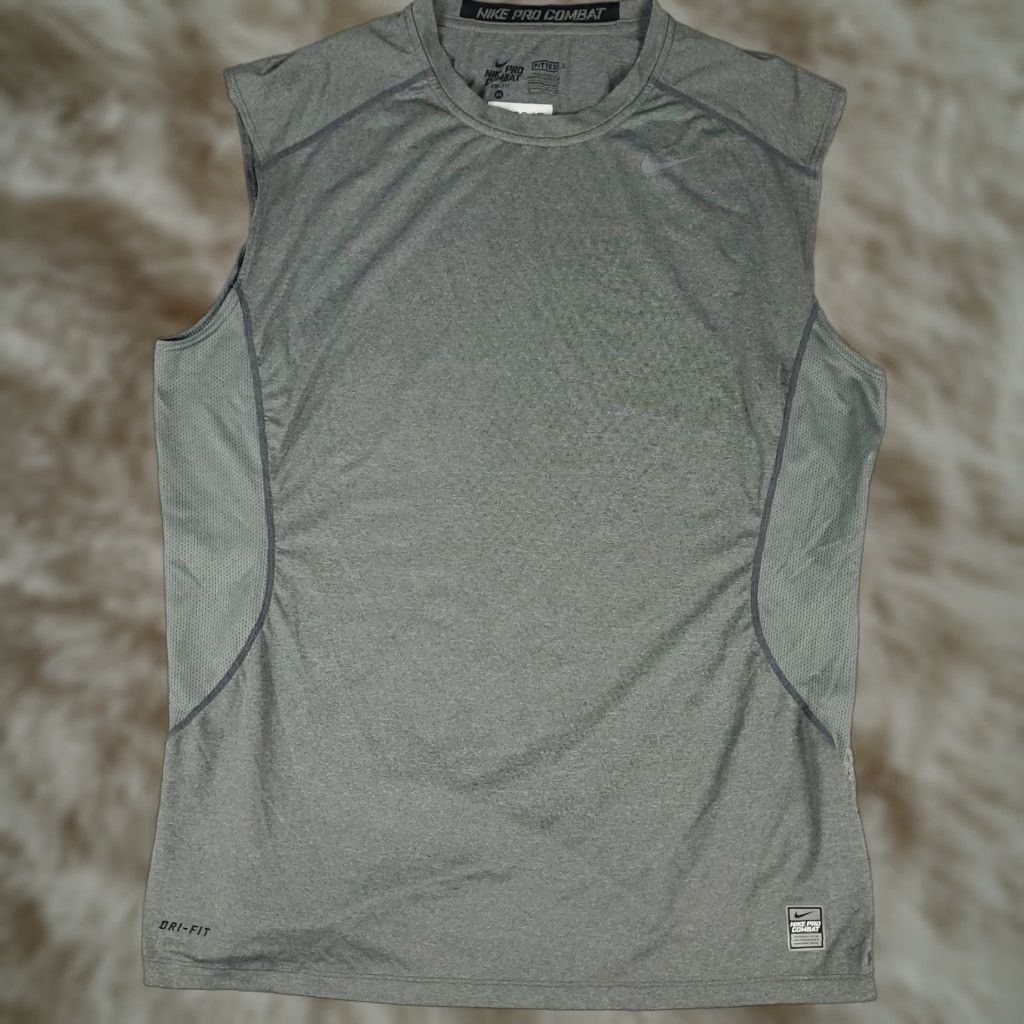 Nike Nike T Shirt Mens XL Gray Nike Pro Combat Swoosh Muscle Gym Training Size US XL / EU 56 / 4 - 1 Thumbnail