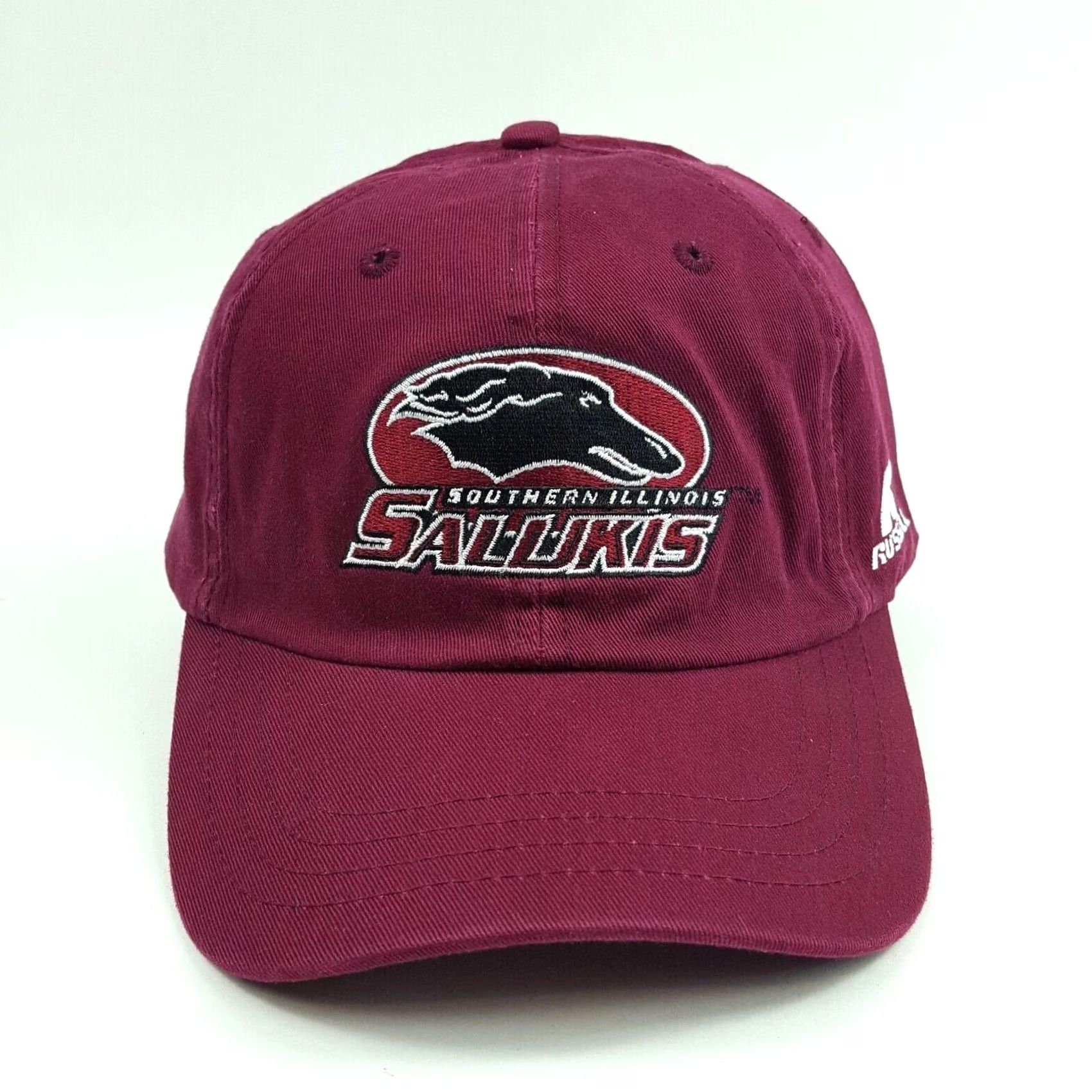 Russell Athletic VINTAGE Southern Illinois Salukis Hat Baseball Cap Russell Athletic NCAA College Adjustable Red Embroidered Solid Sports School 90s Mens Size ONE SIZE - 2 Thumbnail