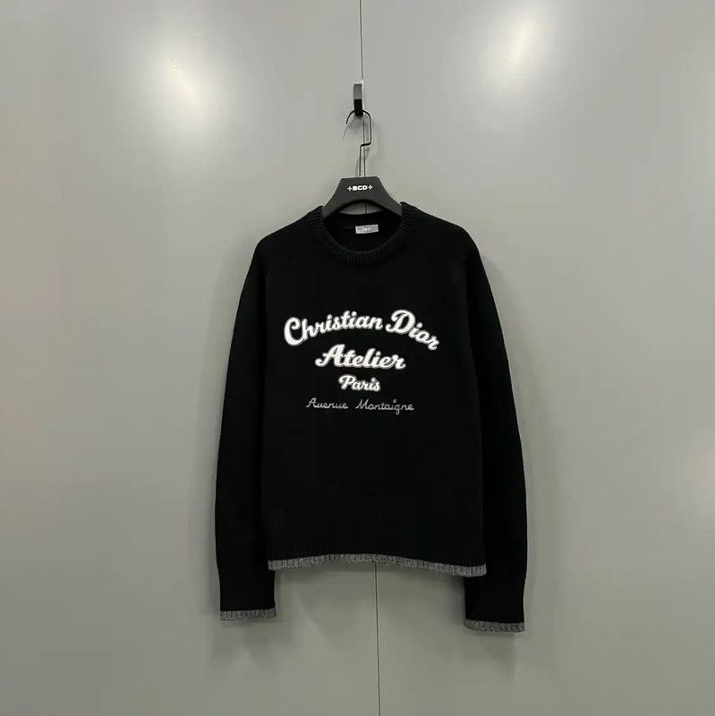 Dior Dior Black Wool Logo Long Sleeve Pullover 0089 Size XXL / US 16-18 / IT 52-54 - 1 Thumbnail