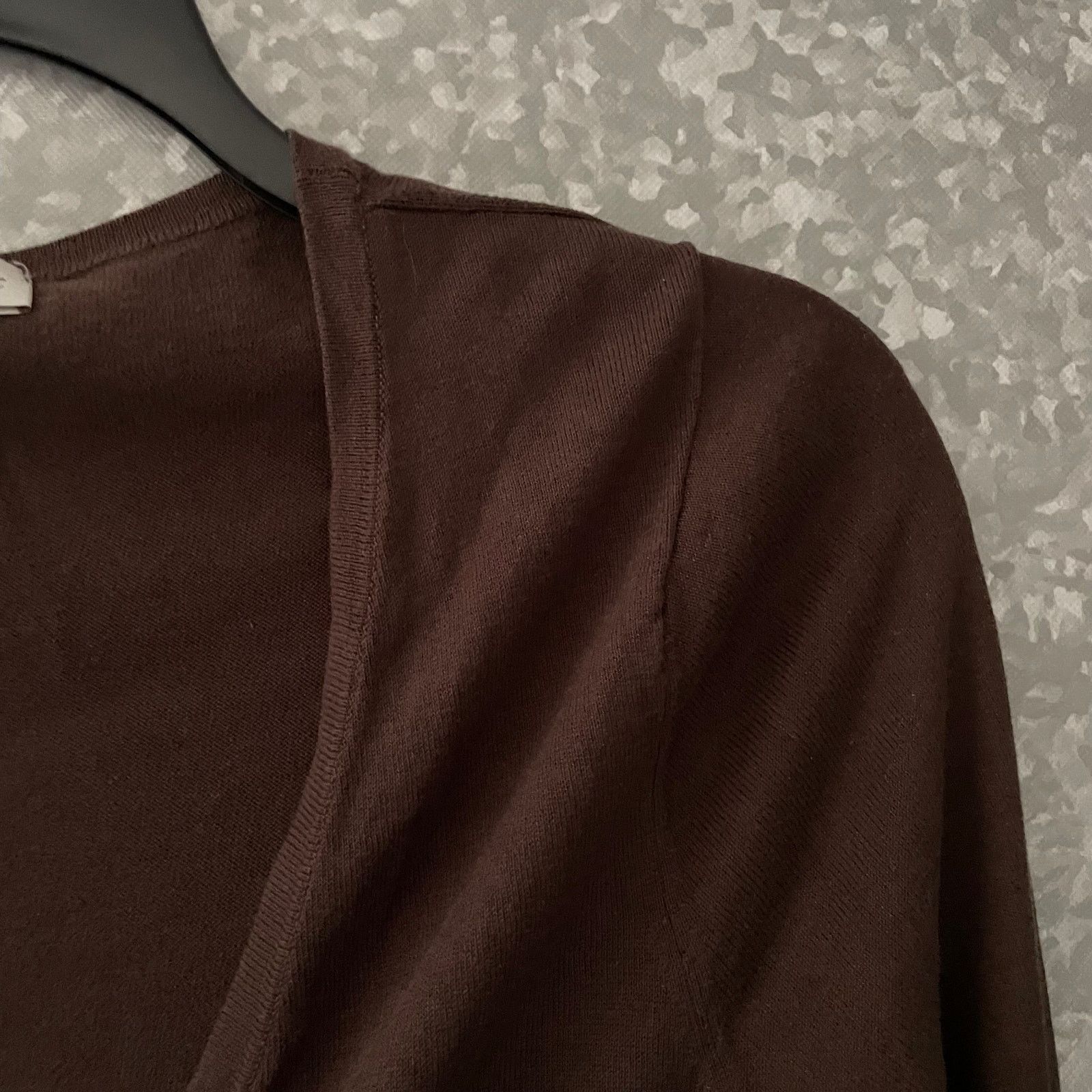 Coldwater Creek Coldwater Creek Brown Silk Blend Gathered Cardigan Sweater Size L / US 10 / IT 46 - 2 Thumbnail