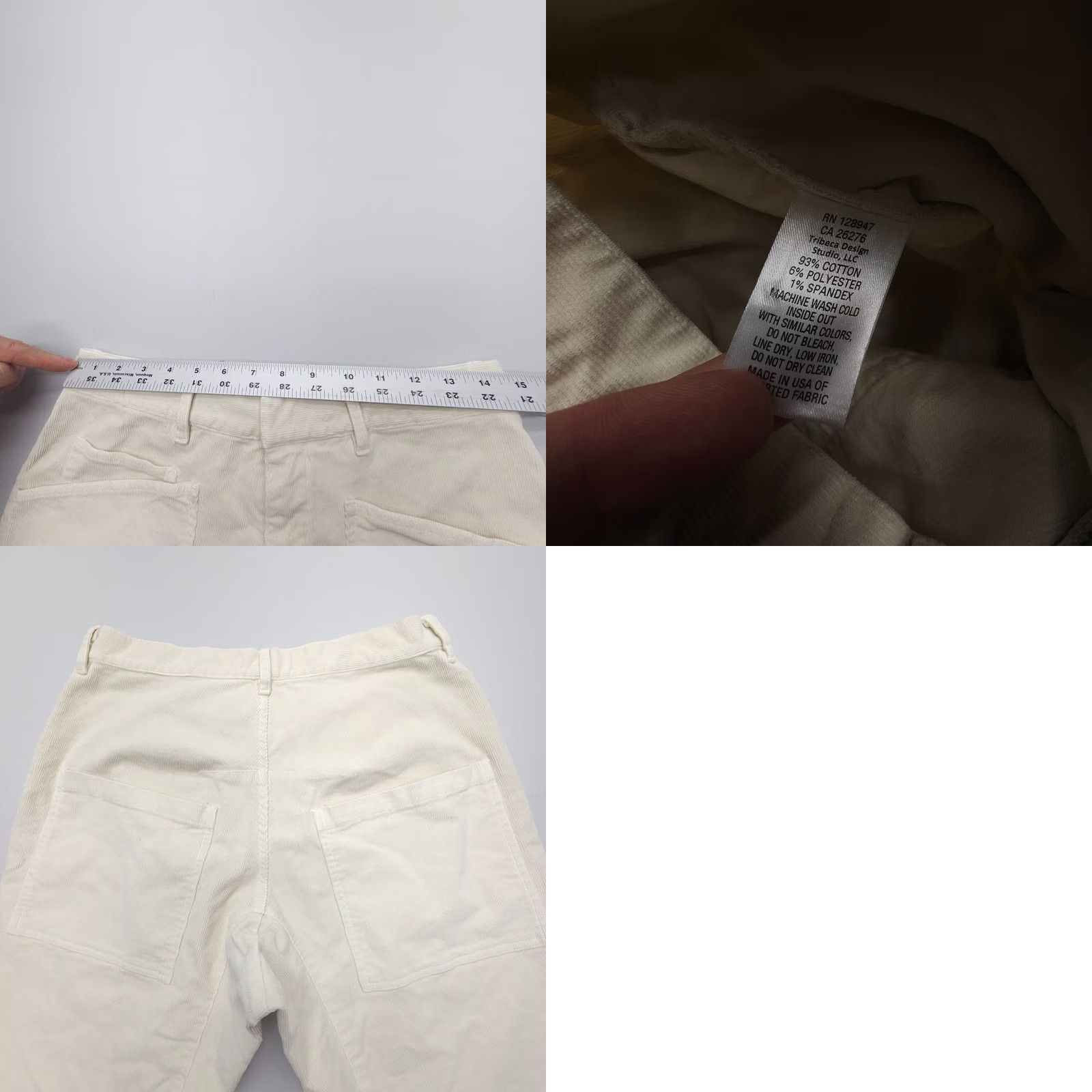 Nili Lotan Nili Lotan Pants Womens 4 Ivory Shon Corduroy Size Bone High Rise Baggy Wide Bow Leg USA Size 27" / US 4 / IT 40 - 8 Thumbnail