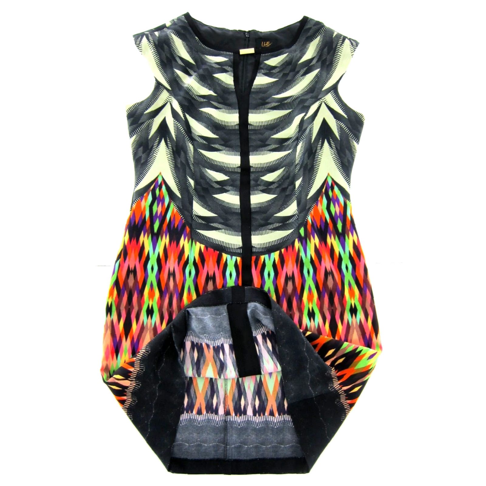 Pinko ILE New York Dress Geometric Sleeveless Tank Tunic Shift 12 Black Pink Green Size XL / US 12-14 / IT 48-50 - 5 Thumbnail