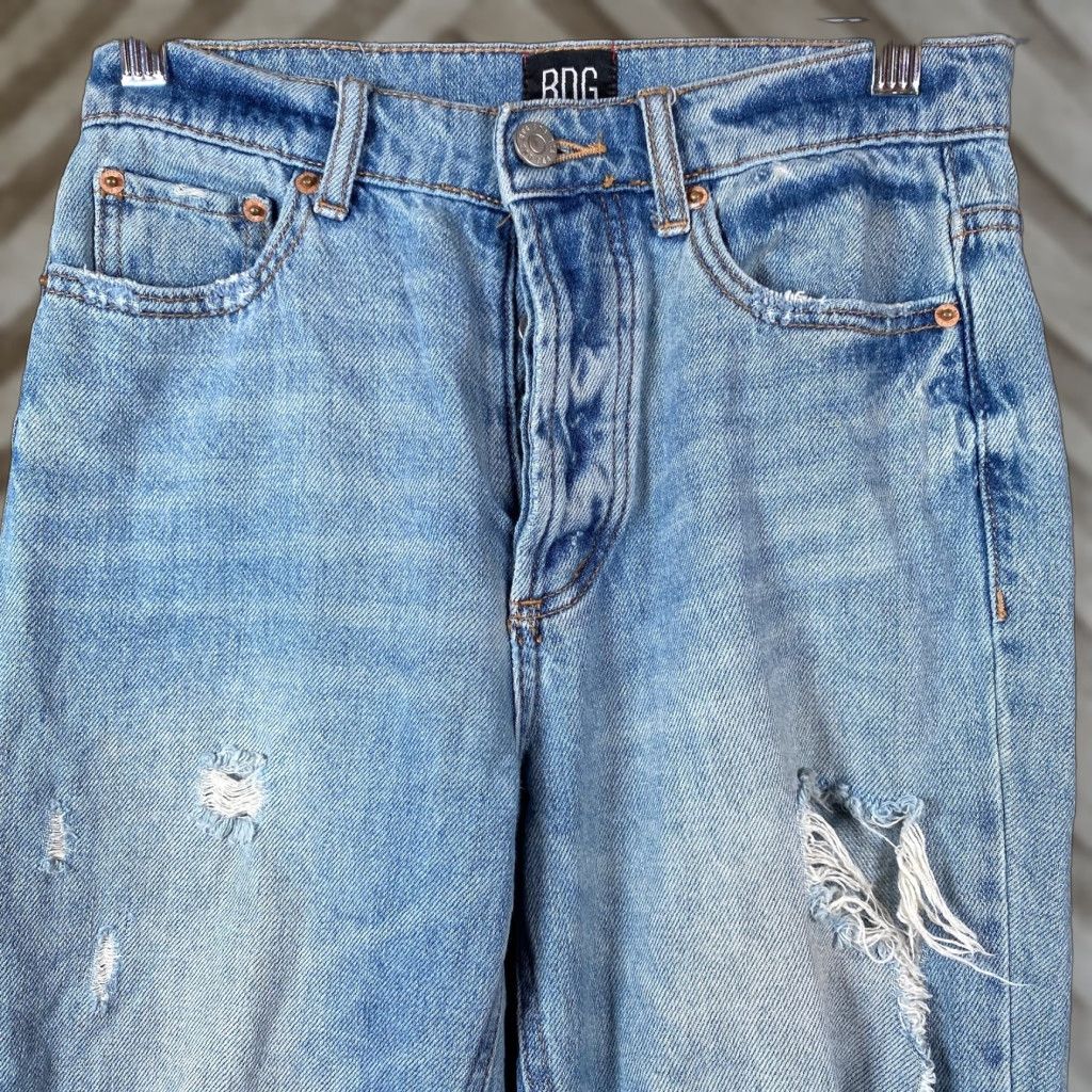 Bdg BDG Womens Jeans Blue Denim Button Fly High Rise Slim Straight Distressed 25 Size 42" / US 20 - 1 Thumbnail