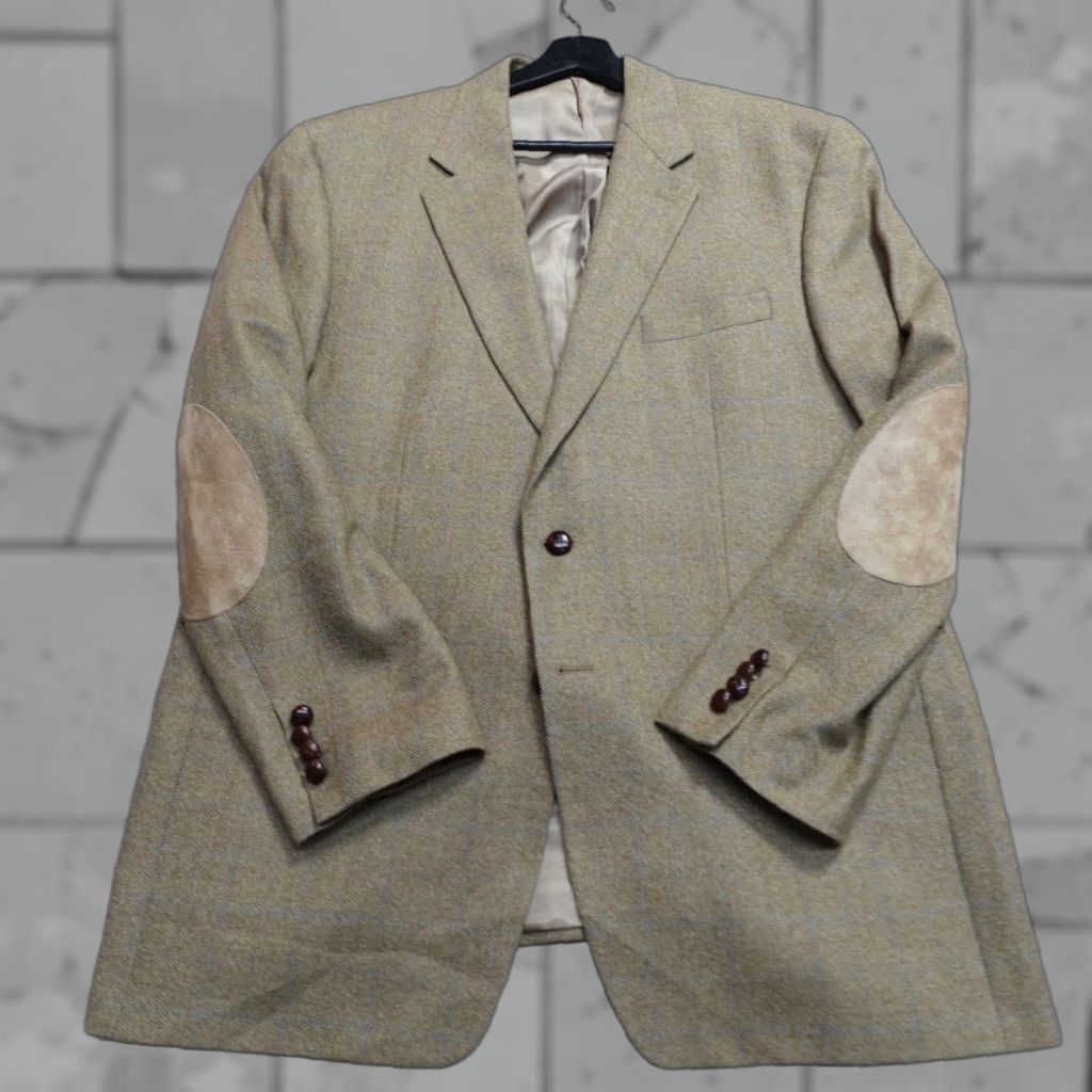 Ralph Lauren Lauren Ralph Lauren Sport Coat Jacket Beige Windowpane Herringbone 44R Wool Notch Two-Button Regular Men Size US S / EU 44-46 / 1 - 1 Thumbnail
