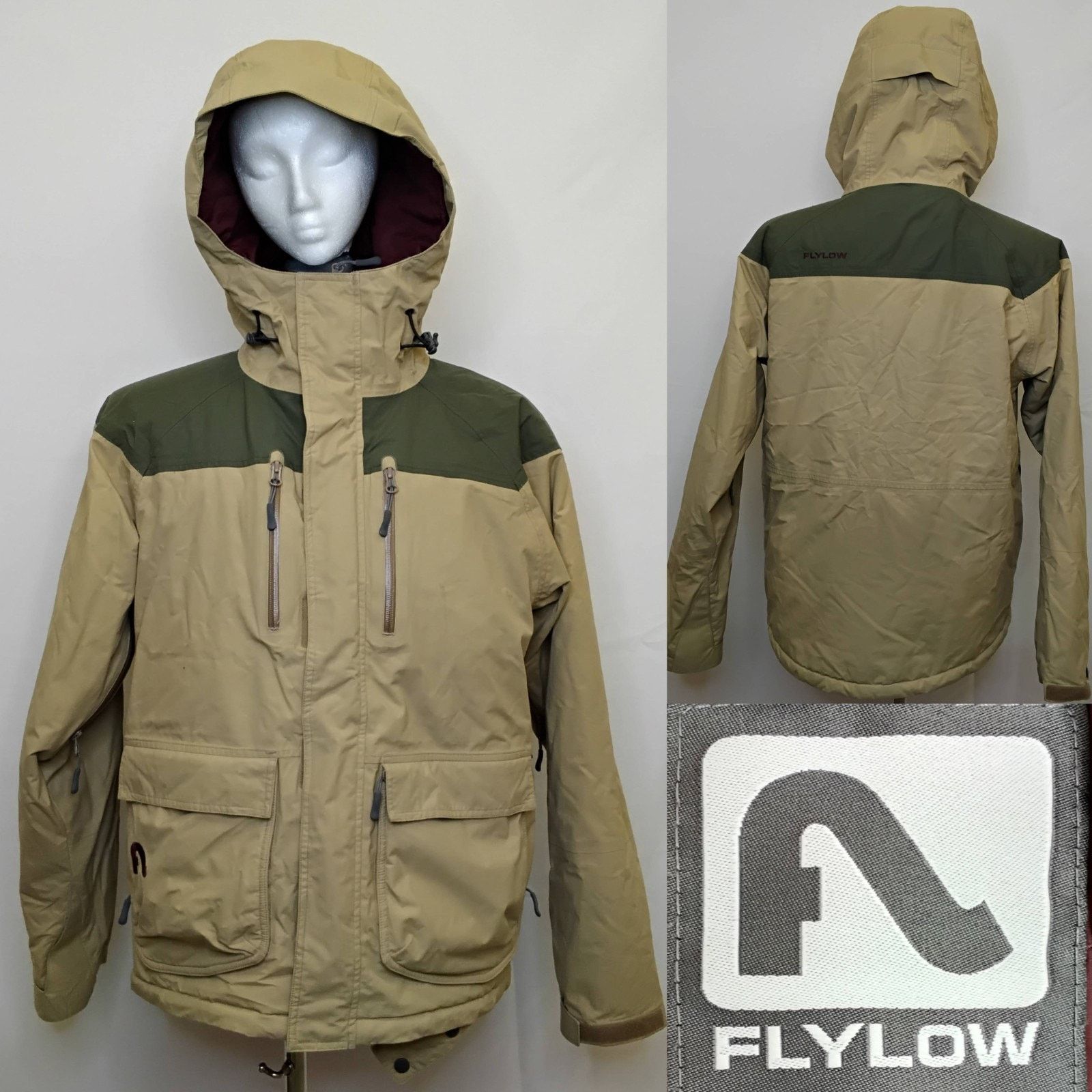 Flylow Flylow Insulated Ski Jacket Men's M Beige/Green Hooded Size US M / EU 48-50 / 2 - 1 Thumbnail
