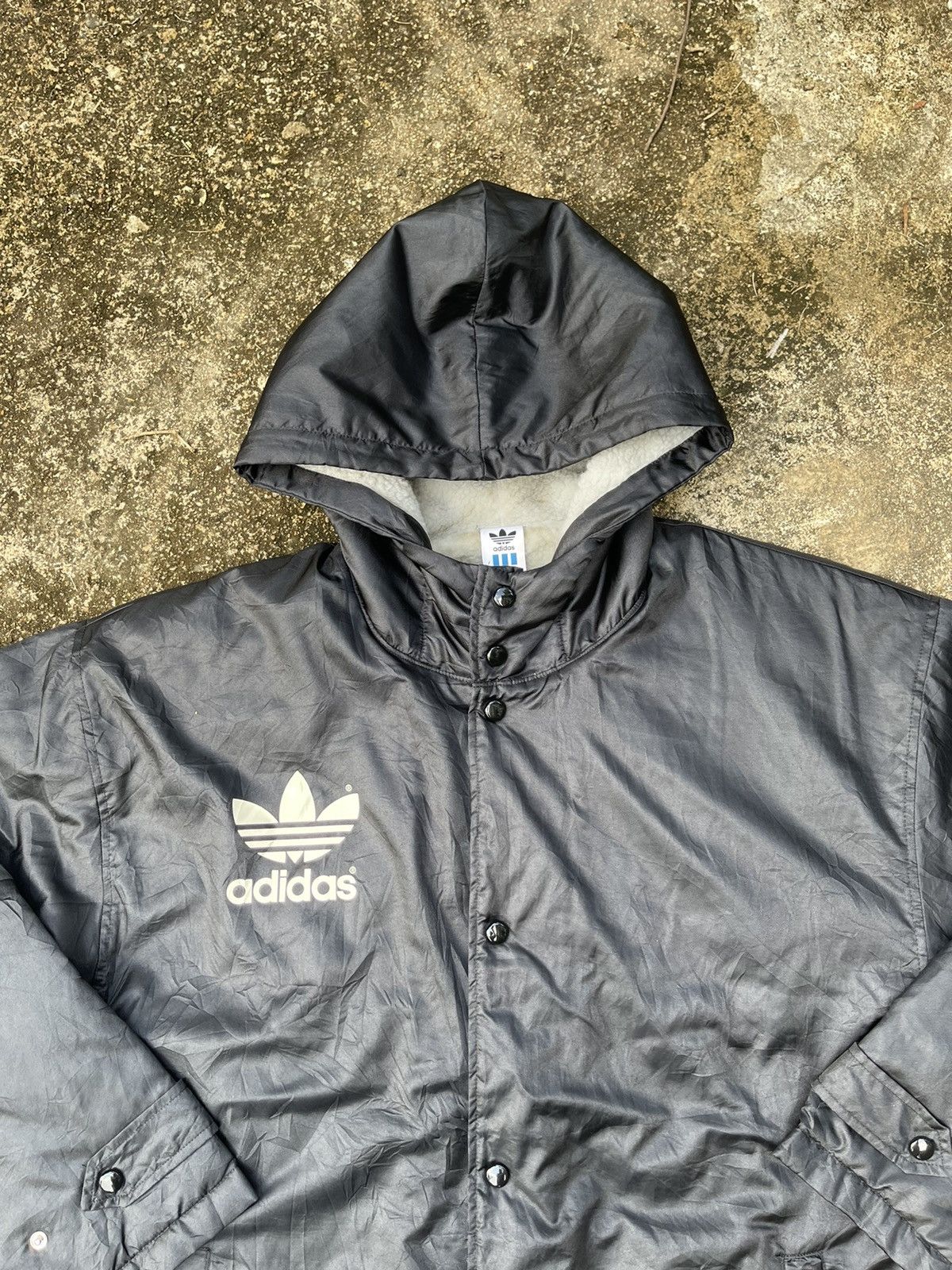 Adidas Vintage Adidas Trefoil Hooded Coach Jacket (Fleece-Lined) Size US L / EU 52-54 / 3 - 10 Thumbnail