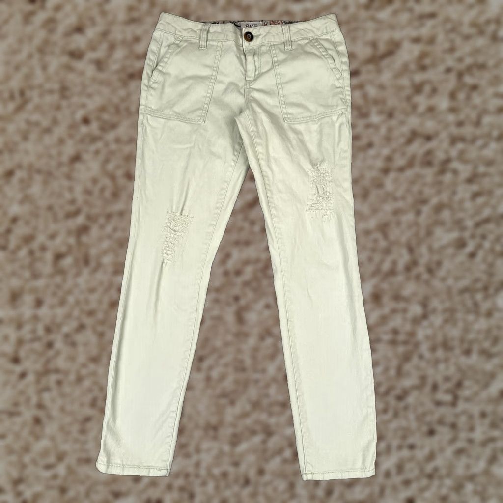 BKE VINTAGE Buckle Jeans Womens 25 Green Denim Mollie Ankle Skinny Cotton Blend Low 28x27 Size 27" / US 4 / IT 40 - 1 Thumbnail