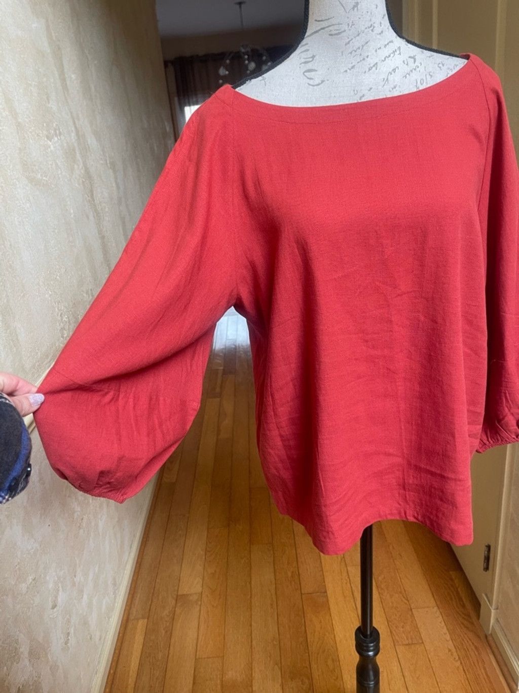 Loft LOFT Terracotta Linen Blend Balloon Sleeve Blouse L Boho Top Size L / US 10 / IT 46 - 3 Thumbnail