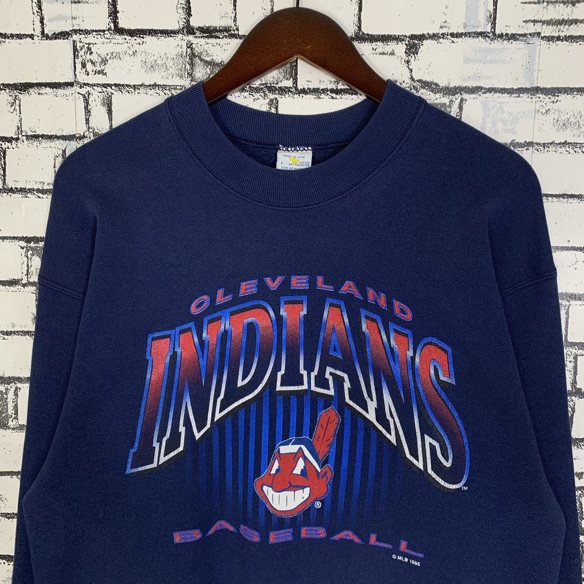 MLB × Vintage 90s Salem Sportswear Indians Cleeveland Sweatshirt Size US L / EU 52-54 / 3 - 2 Thumbnail