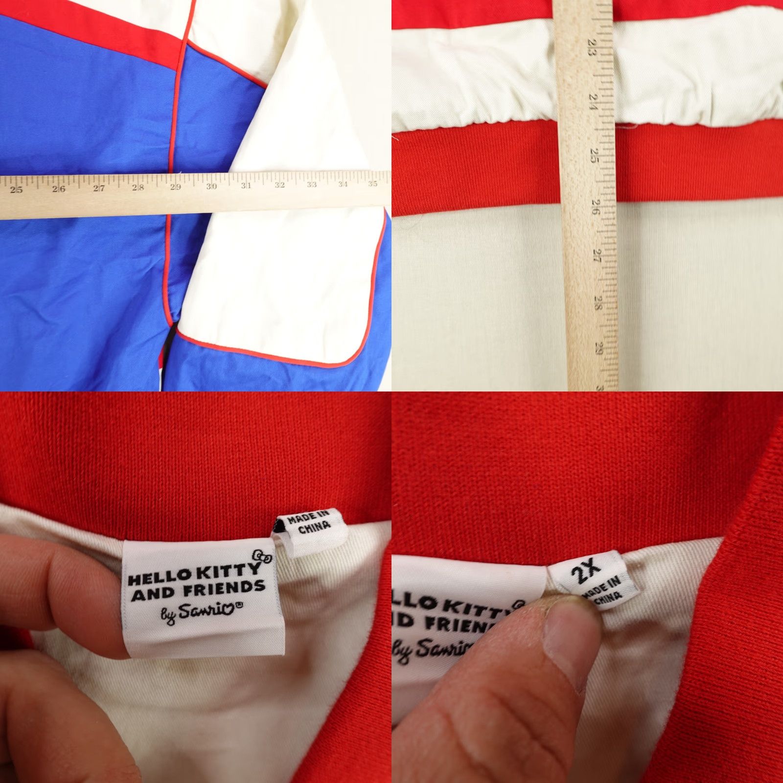 Vintage Hello Kitty Jacket Womens 2X White Blue Red Sanrio Tokyo Speed Racing Car Coat Size XXL / US 16-18 / IT 52-54 - 8 Thumbnail
