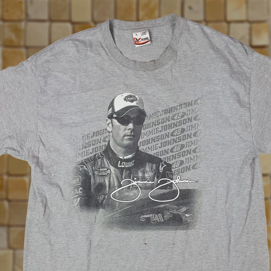 Chase Authentics VINTAGE Jimmie Johnson NASCAR Retro Gray T Shirt Large? XL? (Quantity Verified) Size US XL / EU 56 / 4 - 1 Thumbnail