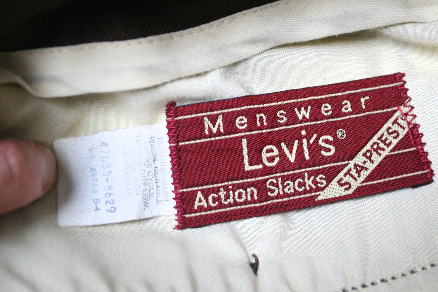 Levi's VINTAGE LEVIS STA PREST SLACKS TYLER COWBOY 70s Brown Pants Size US 30 / EU 46 - 4 Thumbnail