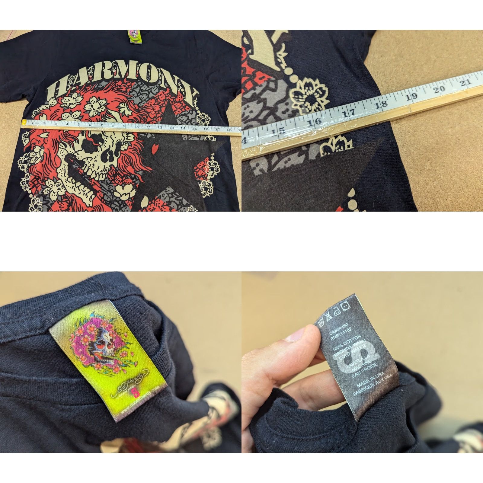 Harmony Christian Audigier by Ed Hary Mens T-Shirt Harmony Skull Star Black tee Size S Size US S / EU 44-46 / 1 - 8 Thumbnail