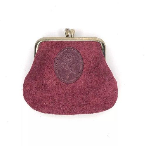 Other VTG Victorian Lady Burgundy Suede Coin Purse Clip Rose Size ONE SIZE - 1 Thumbnail