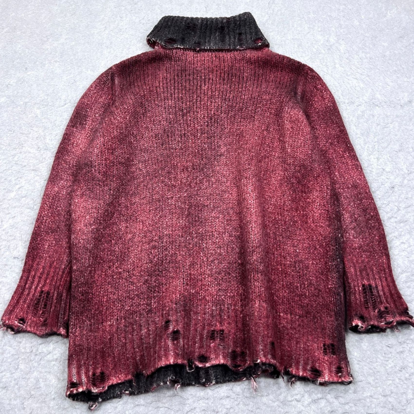 Avant Toi VINTAGE Avant Toi Sweater Womens Small Distressed Turtleneck Rose Embroidery Burnout Size S / US 4 / IT 40 - 6 Thumbnail
