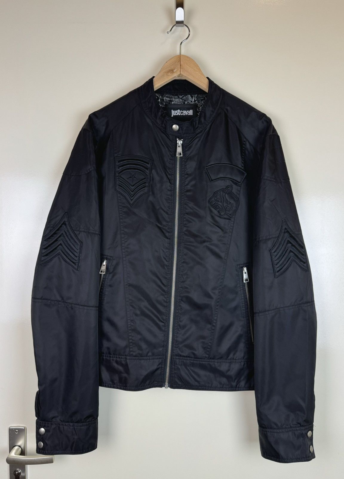 Just Cavalli Just Roberto Cavalli nylon black bomber jacket car coat M Size US M / EU 48-50 / 2 - 1 Thumbnail