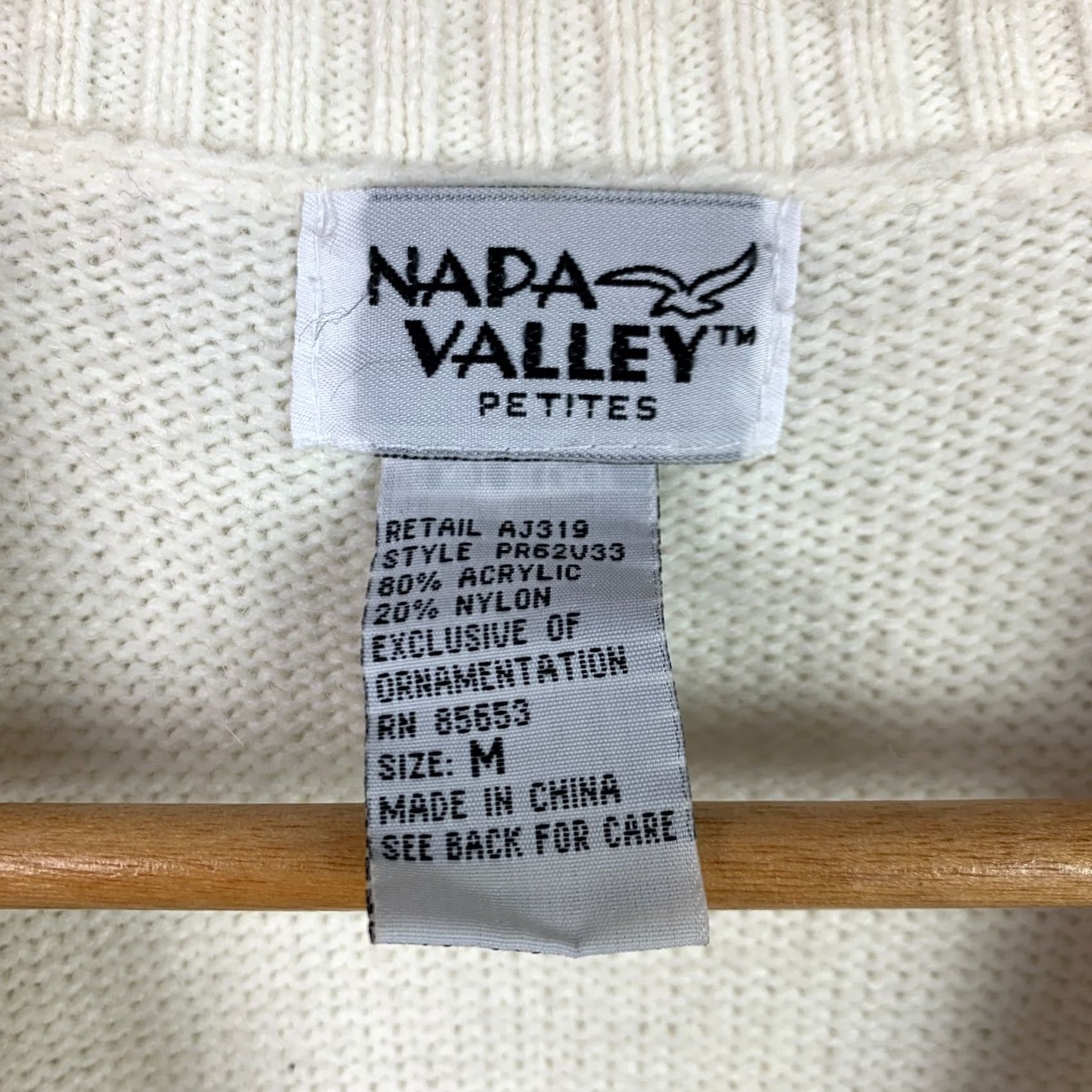 Vintage VINTAGE Napa Valley Petites Cardigan Sweater Vest M Ivory 80% Acrylic 20% Nylon Boho Womens Size M / US 6-8 / IT 42-44 - 3 Thumbnail