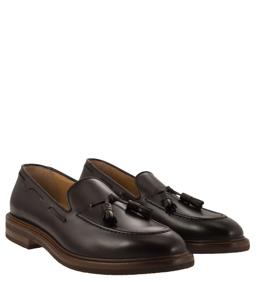 Brunello Cucinelli Brunello Cucinelli Mens Leather Tassle Loafers in Burgundy Size US 6 / EU 39 - 4 Thumbnail
