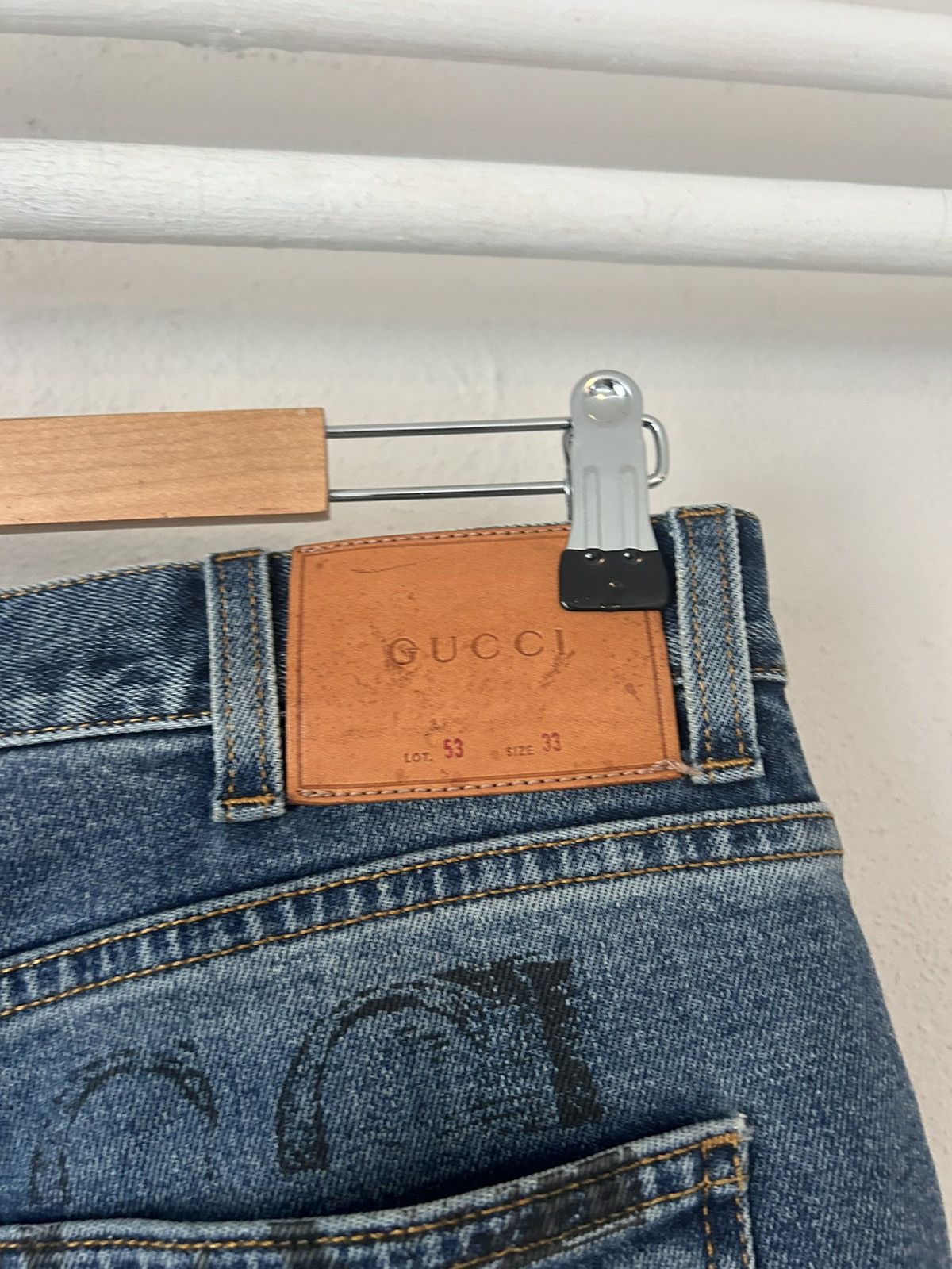Gucci Blue Denim Jeans Embroidered w/ New York Yankees Size US 33 - 5 Thumbnail