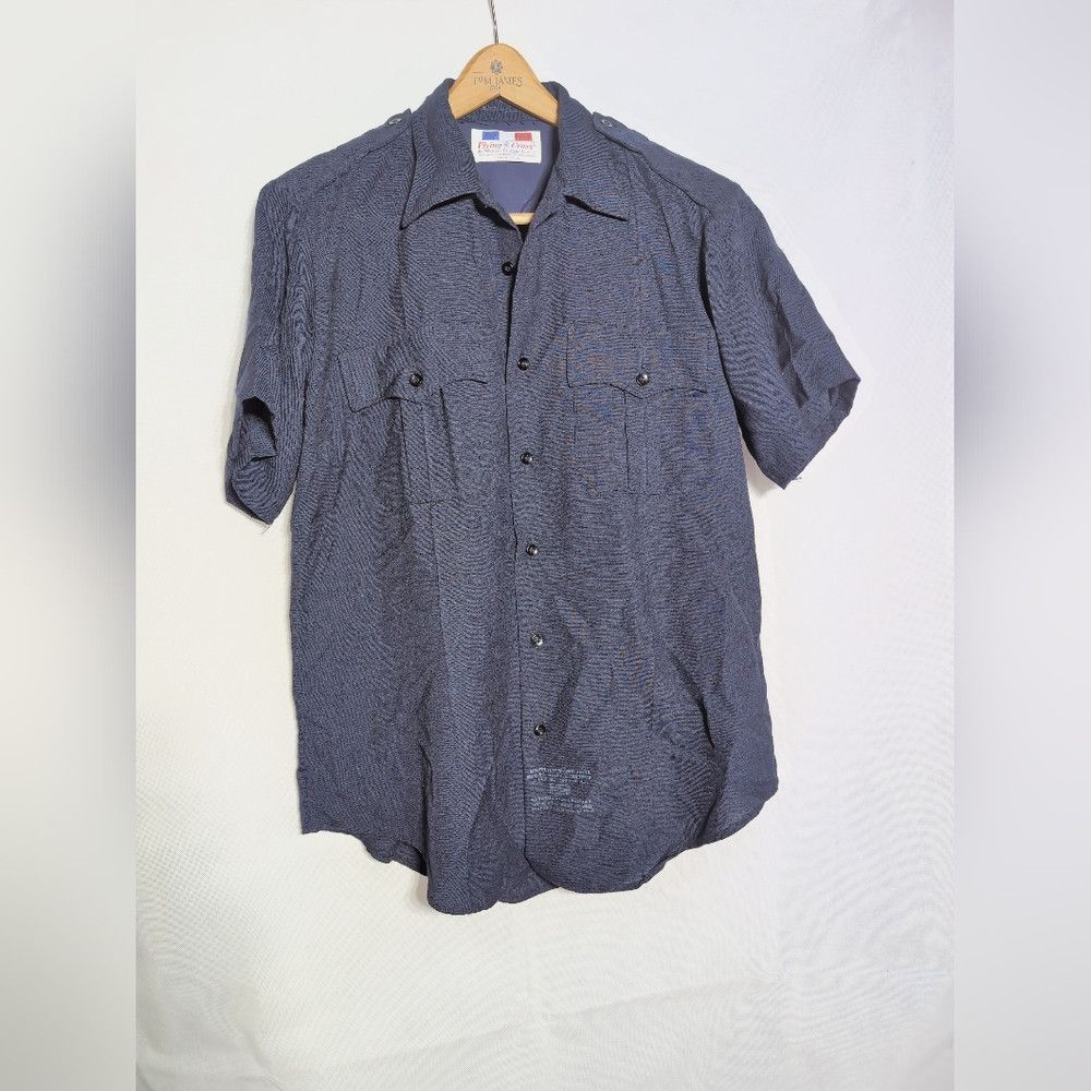 Vintage Police Blue Sz L Short Sleeve Uniform Shirt By Flying Cross Size US L / EU 52-54 / 3 - 2 Thumbnail