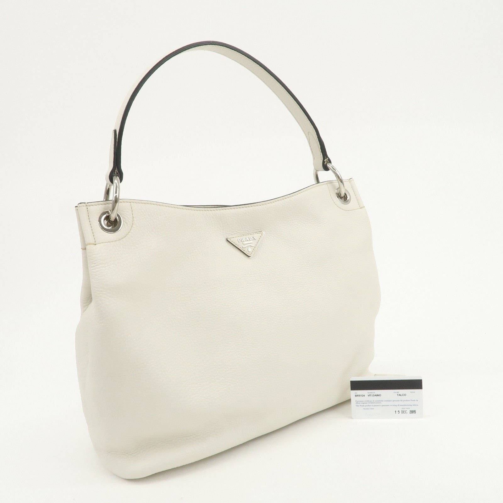 Prada Prada Triangle Logo Leather Shoulder Bag White Size ONE SIZE - 8 Thumbnail